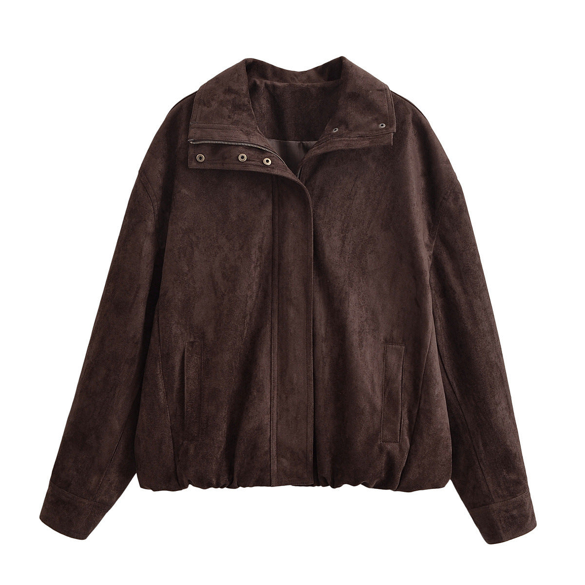 Women's collar long sleeved suede jacket